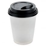 JanSan Paper Hot Cup White & Black Traveler Lid Combo 8oz 240ml Alliance UK