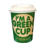 JanSan Compostable Im a Green Cup with Lid 12oz/360ml Alliance UK