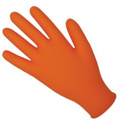 JanSan Nitrile Premium Grip Pattern Powder Free Gloves Medium Orange