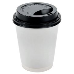 JanSan Paper Hot Cup White & Black Traveler Lid Combo 8oz 240ml
