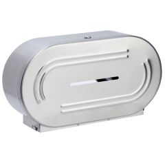JanSan Stainless Steel Jumbo Double Mini T Toilet Roll Dispenser