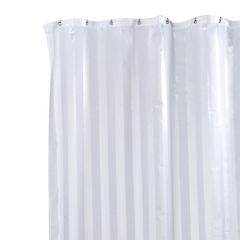 JanSan Satin Strip Shower Curtain White
